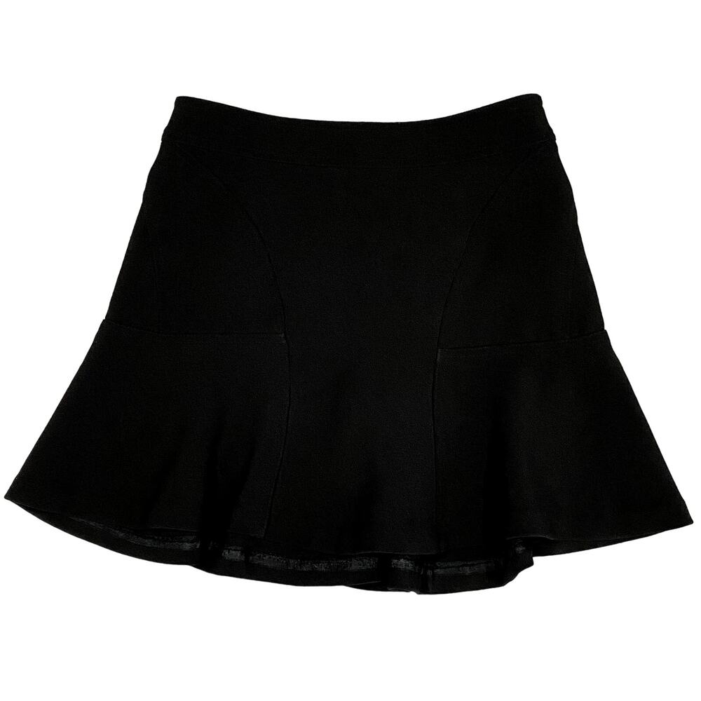 Worthington Black Flare Mini Skirt Women's Size 2P Gold Zipper Accent